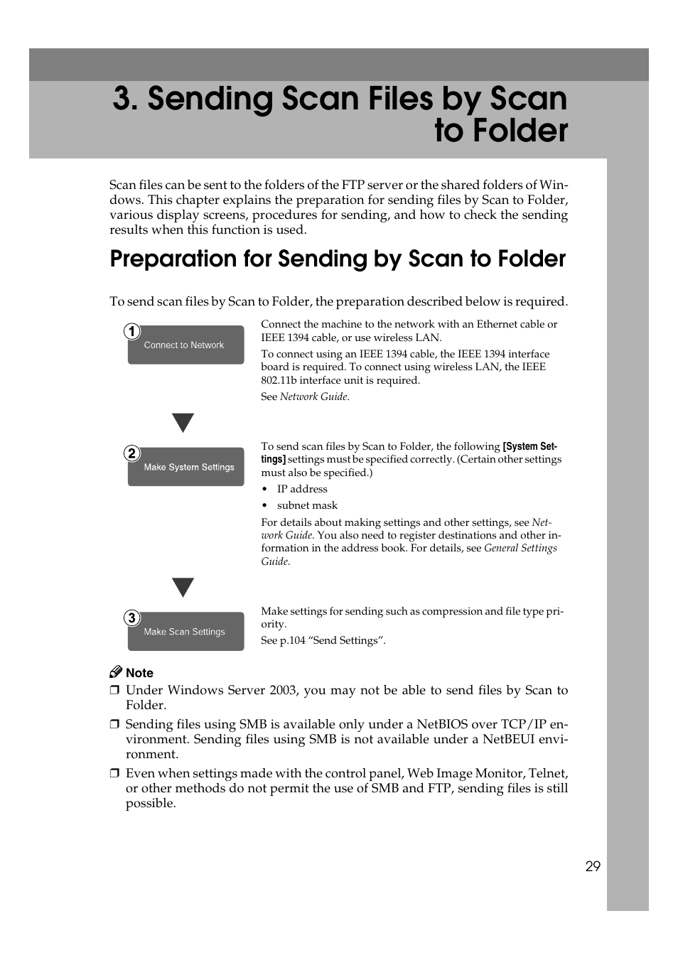 Sending scan files by scan to folder, Preparation for sending by scan to folder | Ricoh 3260 User Manual | Page 37 / 132