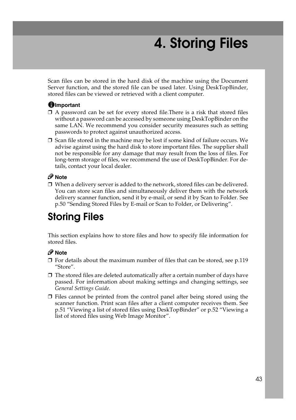 Storing files | Ricoh 3260 User Manual | Page 51 / 132