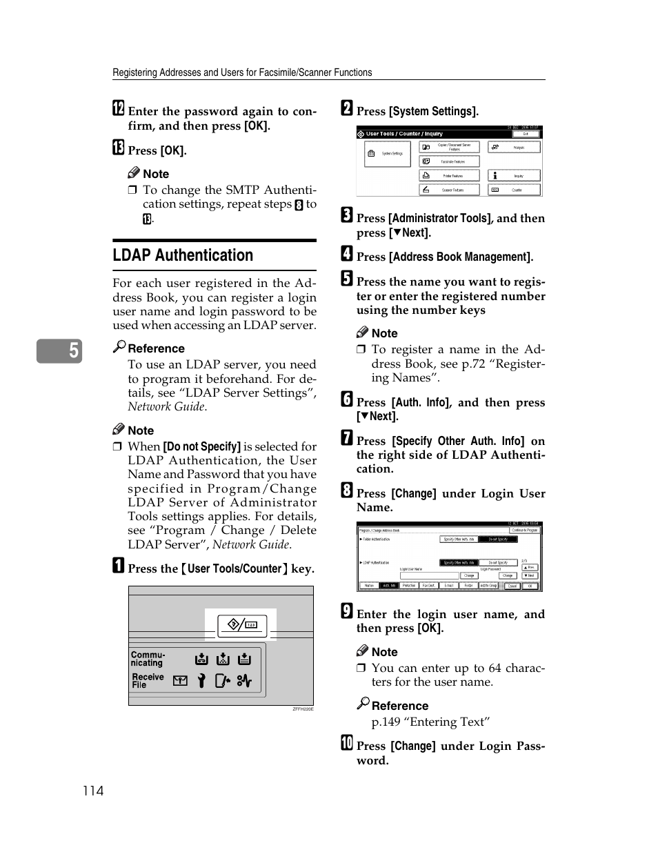 Ldap authentication | Ricoh Aficio 2025 User Manual | Page 126 / 182