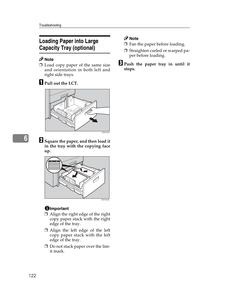 Loading paper into large capacity tray (optional) | Ricoh Aficio 2025 User Manual | Page 134 / 182