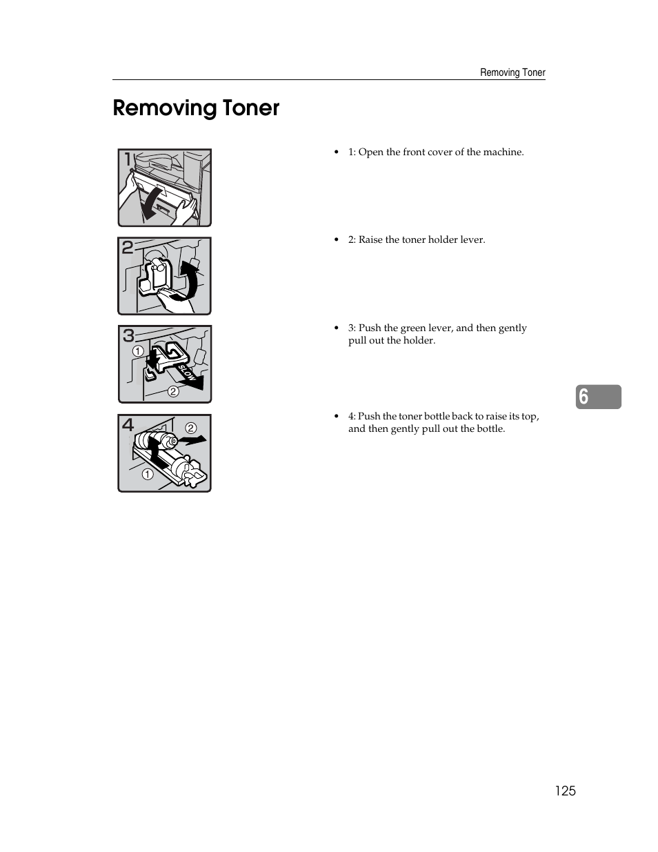 Removing toner, 6removing toner | Ricoh Aficio 2025 User Manual | Page 137 / 182
