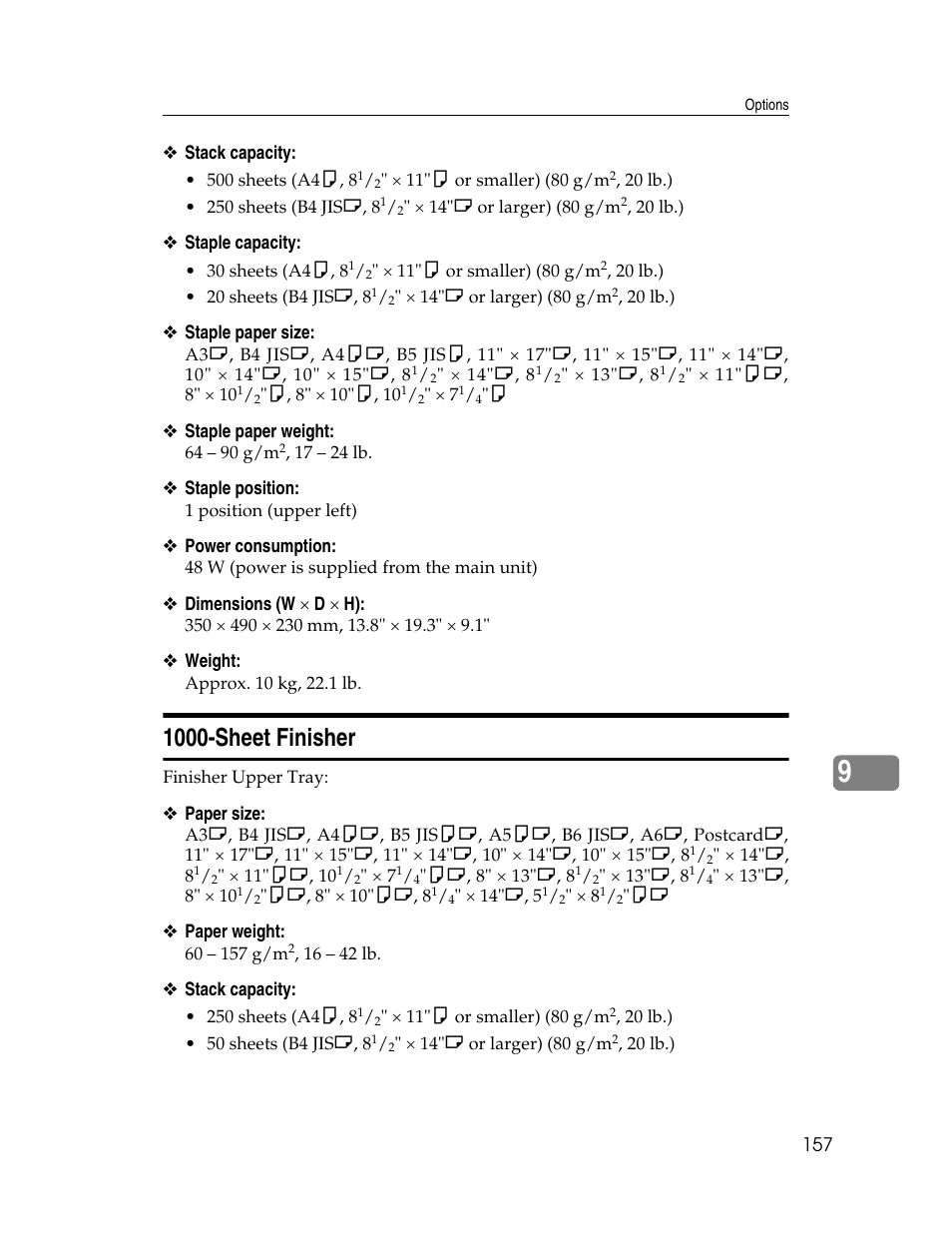 1000-sheet finisher | Ricoh Aficio 2025 User Manual | Page 169 / 182