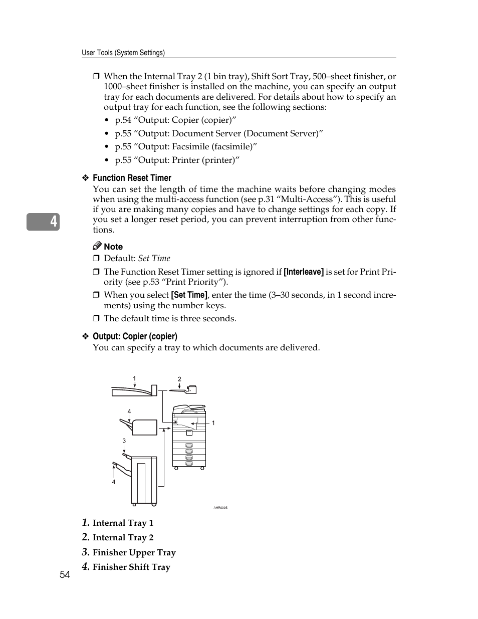 P.54 “output: copier (copier) | Ricoh Aficio 2025 User Manual | Page 66 / 182