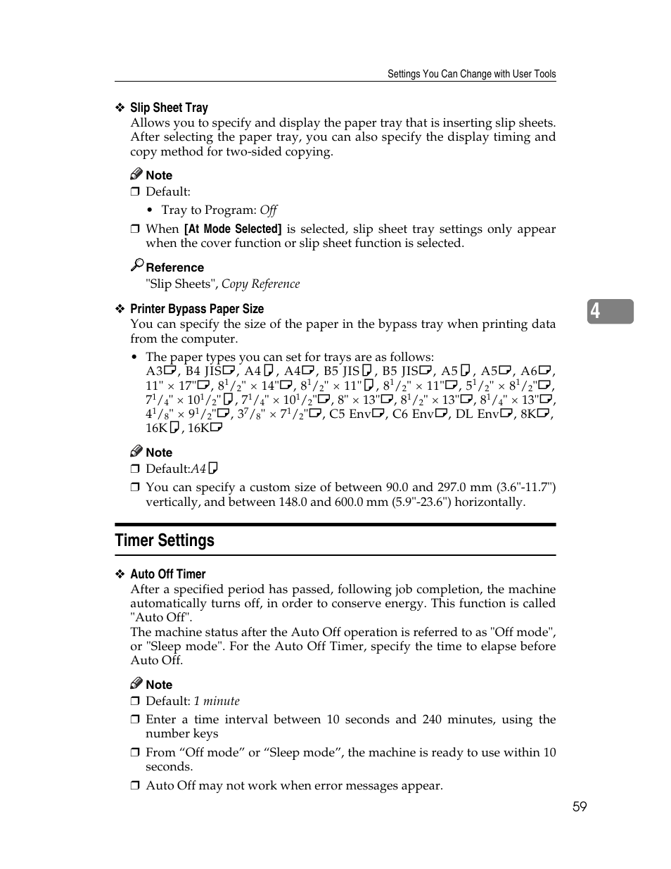 Timer settings | Ricoh Aficio 2025 User Manual | Page 71 / 182