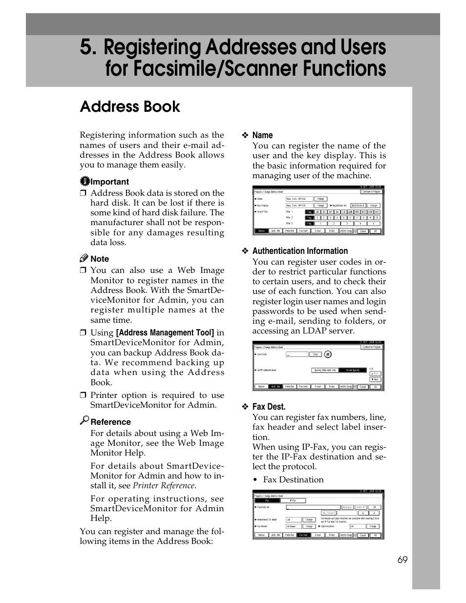 Address book | Ricoh Aficio 2025 User Manual | Page 81 / 182