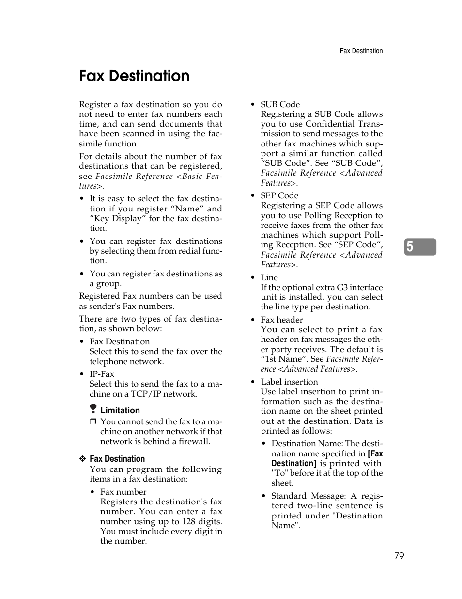 Fax destination, See p.79 “fax destination, 5fax destination | Ricoh Aficio 2025 User Manual | Page 91 / 182