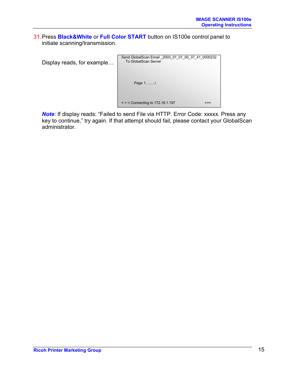 Ricoh GLOBALSCAN IS100E User Manual | Page 15 / 21
