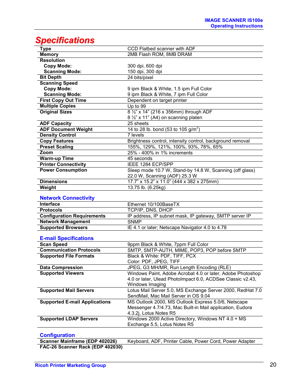 Ricoh GLOBALSCAN IS100E User Manual | Page 20 / 21