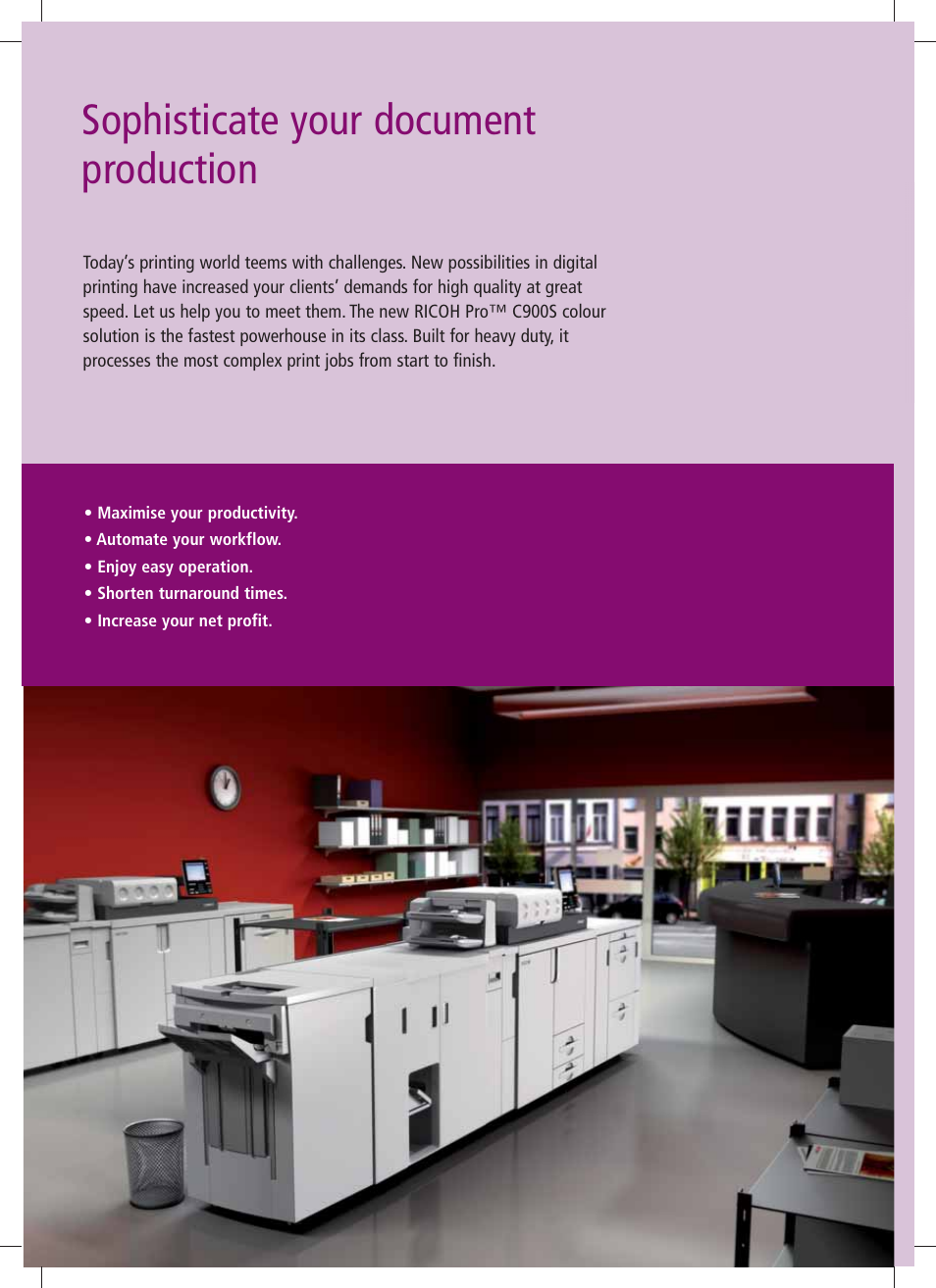 Sophisticate your document production | Ricoh PRO C900s User Manual | Page 2 / 12