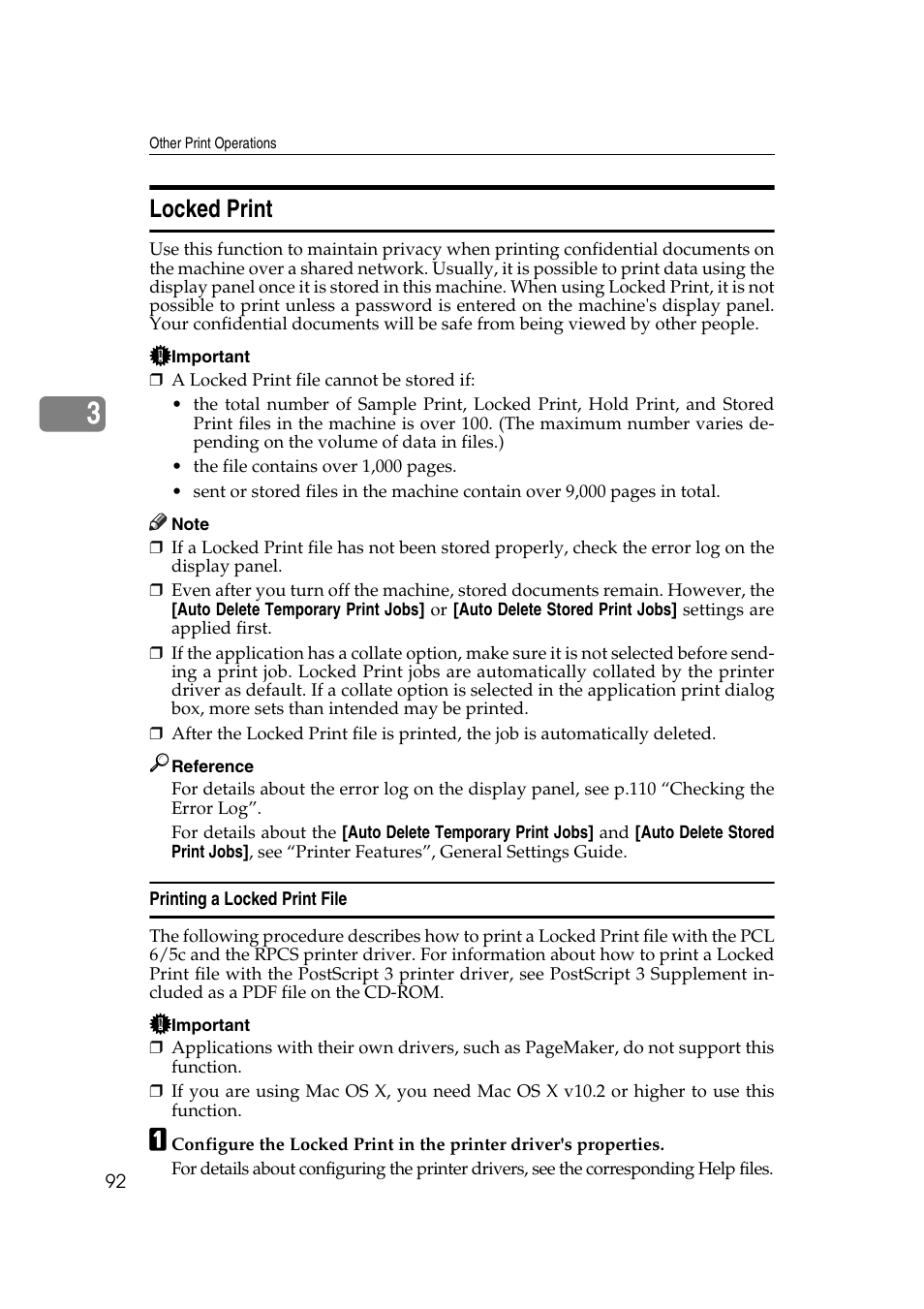 Locked print, Printing a locked print file, P.92 “locked print | Ricoh Aficio MP MP C3500/C4500 User Manual | Page 100 / 166