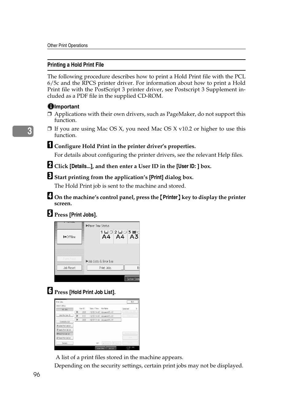 Printing a hold print file | Ricoh Aficio MP MP C3500/C4500 User Manual | Page 104 / 166