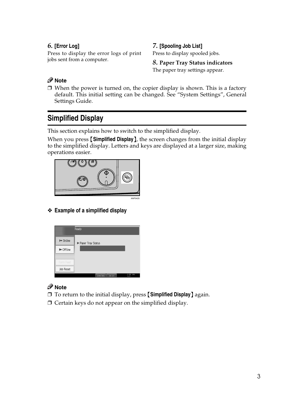 Simplified display | Ricoh Aficio MP MP C3500/C4500 User Manual | Page 11 / 166