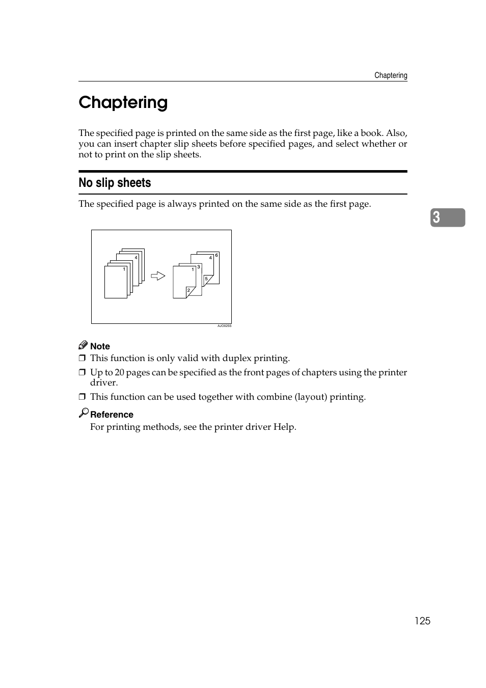 Chaptering, No slip sheets, 3chaptering | Ricoh Aficio MP MP C3500/C4500 User Manual | Page 133 / 166