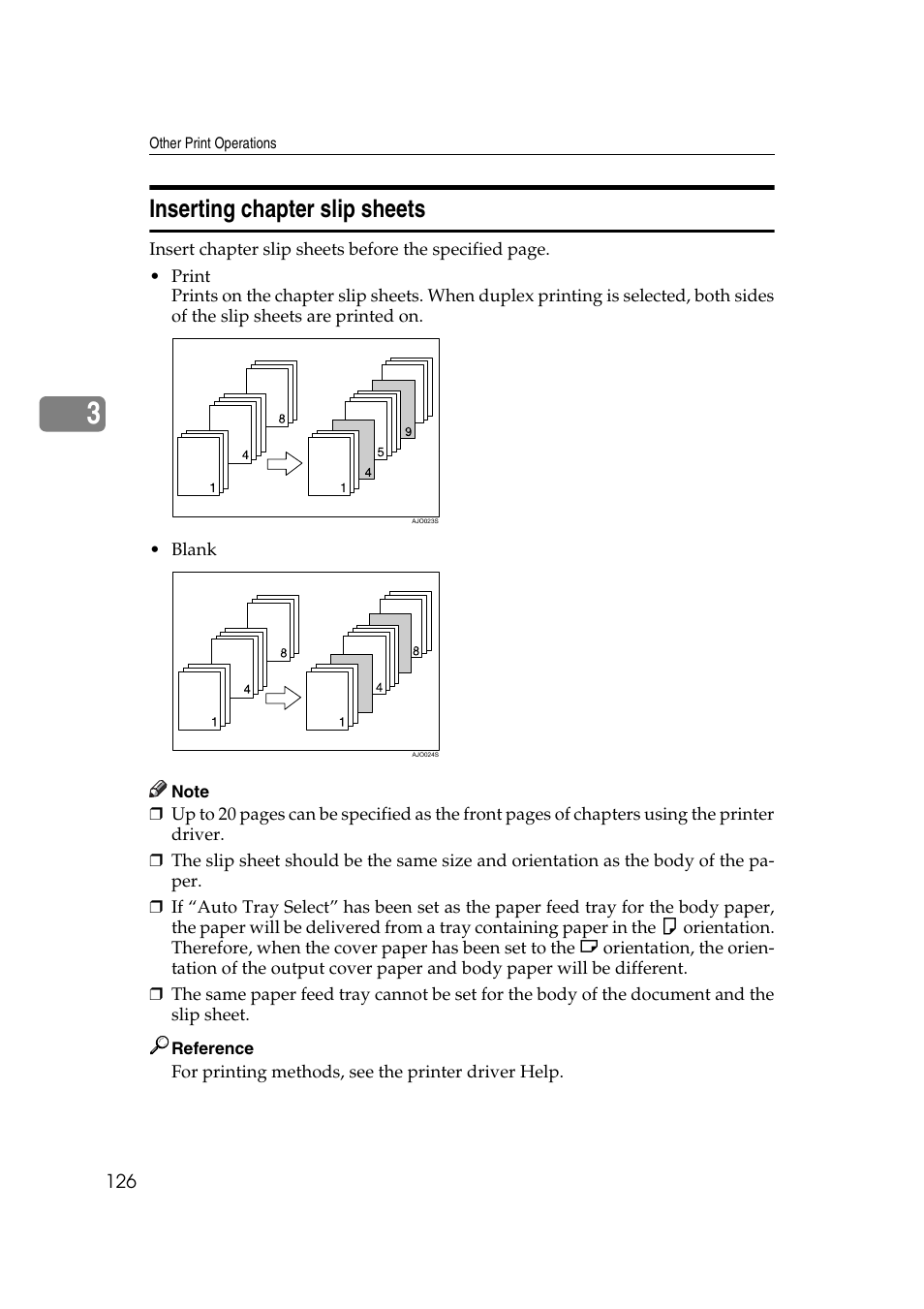 Inserting chapter slip sheets | Ricoh Aficio MP MP C3500/C4500 User Manual | Page 134 / 166