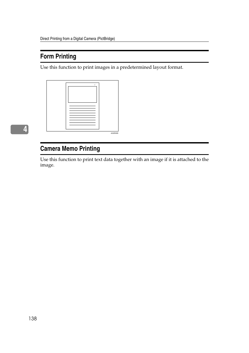 Form printing, Camera memo printing, Form printing camera memo printing | Ricoh Aficio MP MP C3500/C4500 User Manual | Page 146 / 166