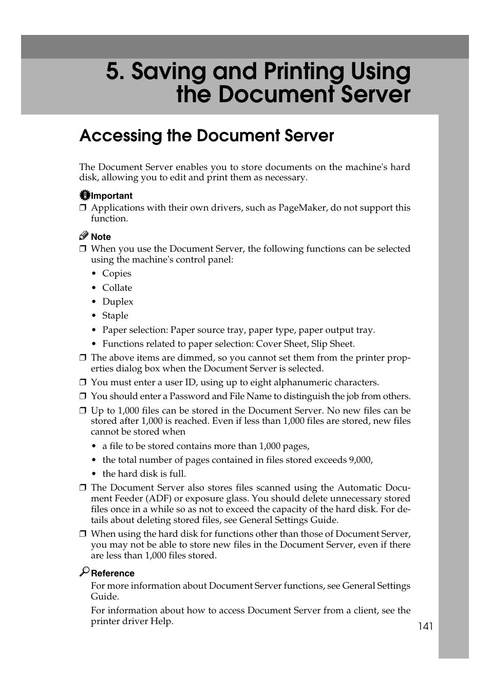 Saving and printing using the document server, Accessing the document server | Ricoh Aficio MP MP C3500/C4500 User Manual | Page 149 / 166