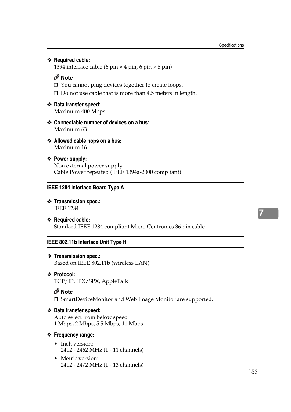 Ieee 1284 interface board type a, Ieee 802.11b interface unit type h | Ricoh Aficio MP MP C3500/C4500 User Manual | Page 161 / 166