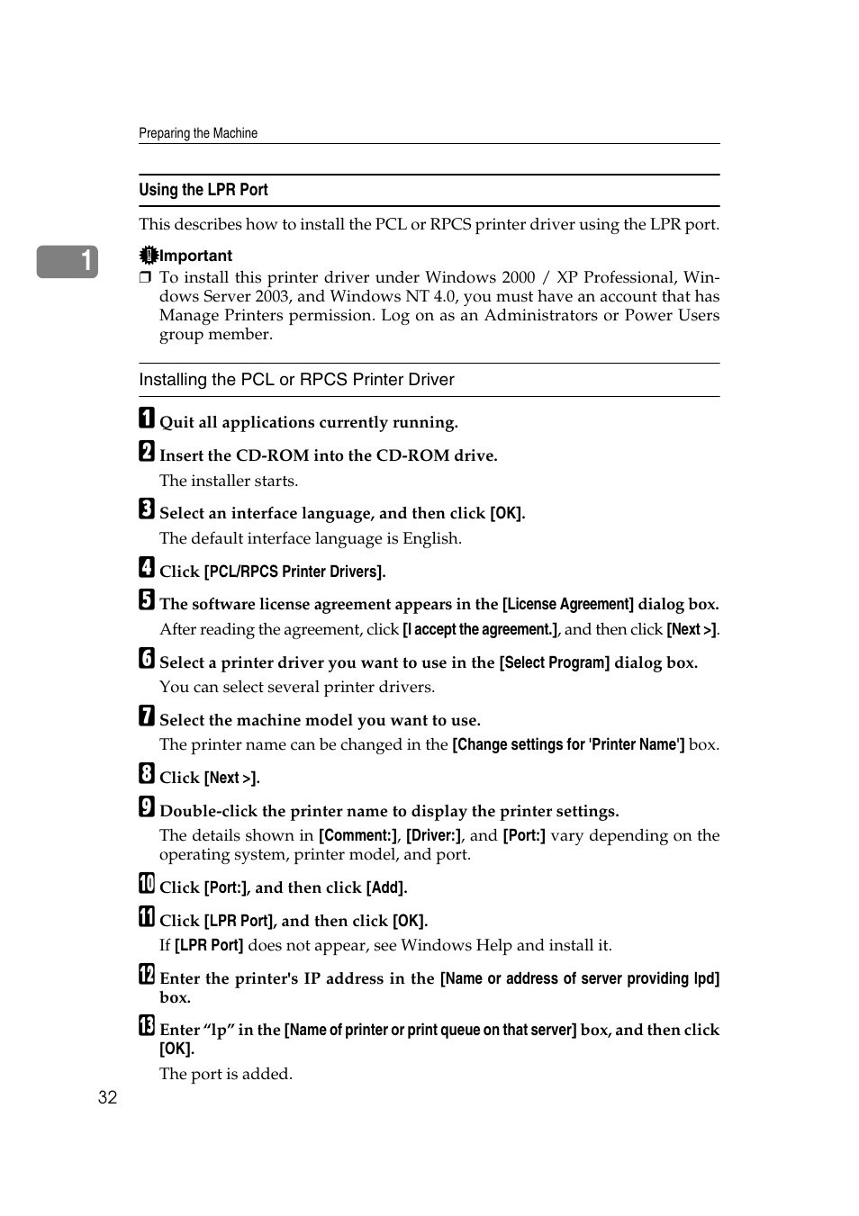 Using the lpr port | Ricoh Aficio MP MP C3500/C4500 User Manual | Page 40 / 166