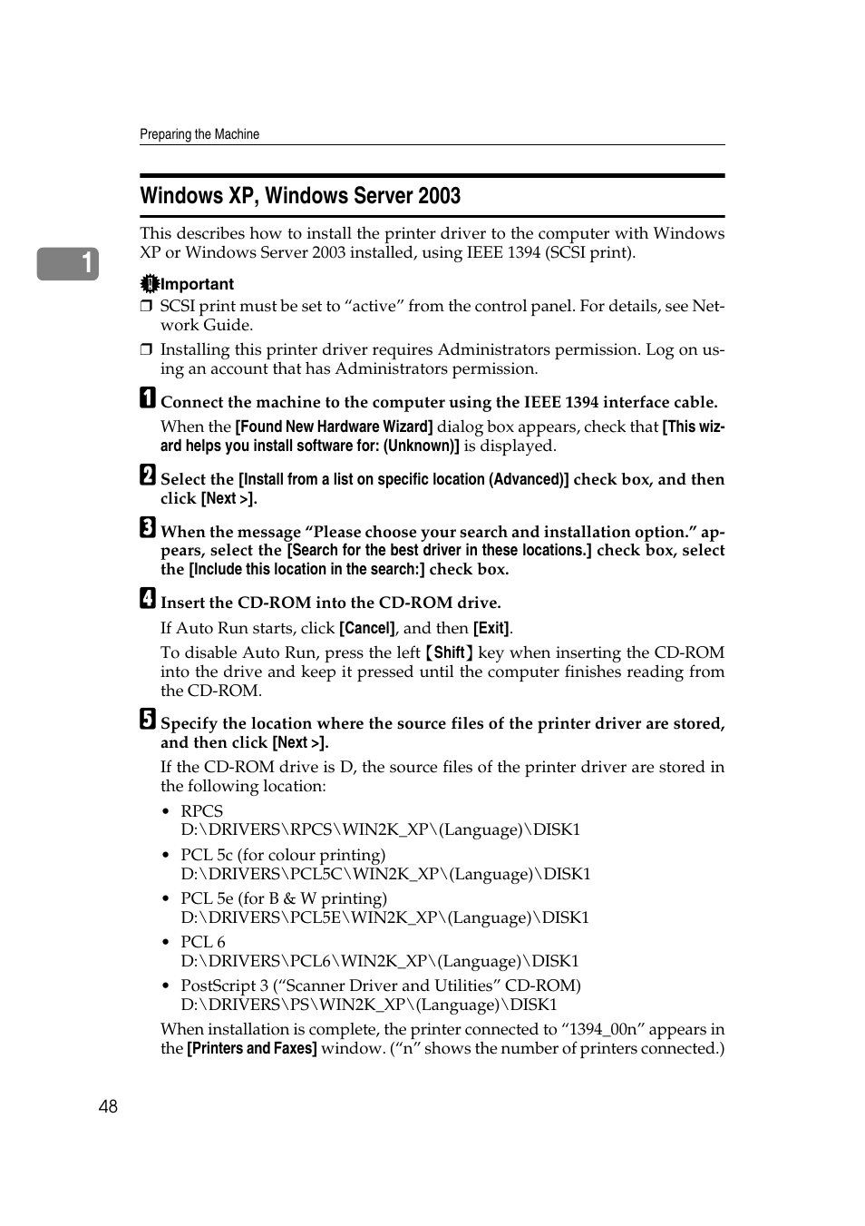 Windows xp, windows server 2003 | Ricoh Aficio MP MP C3500/C4500 User Manual | Page 56 / 166