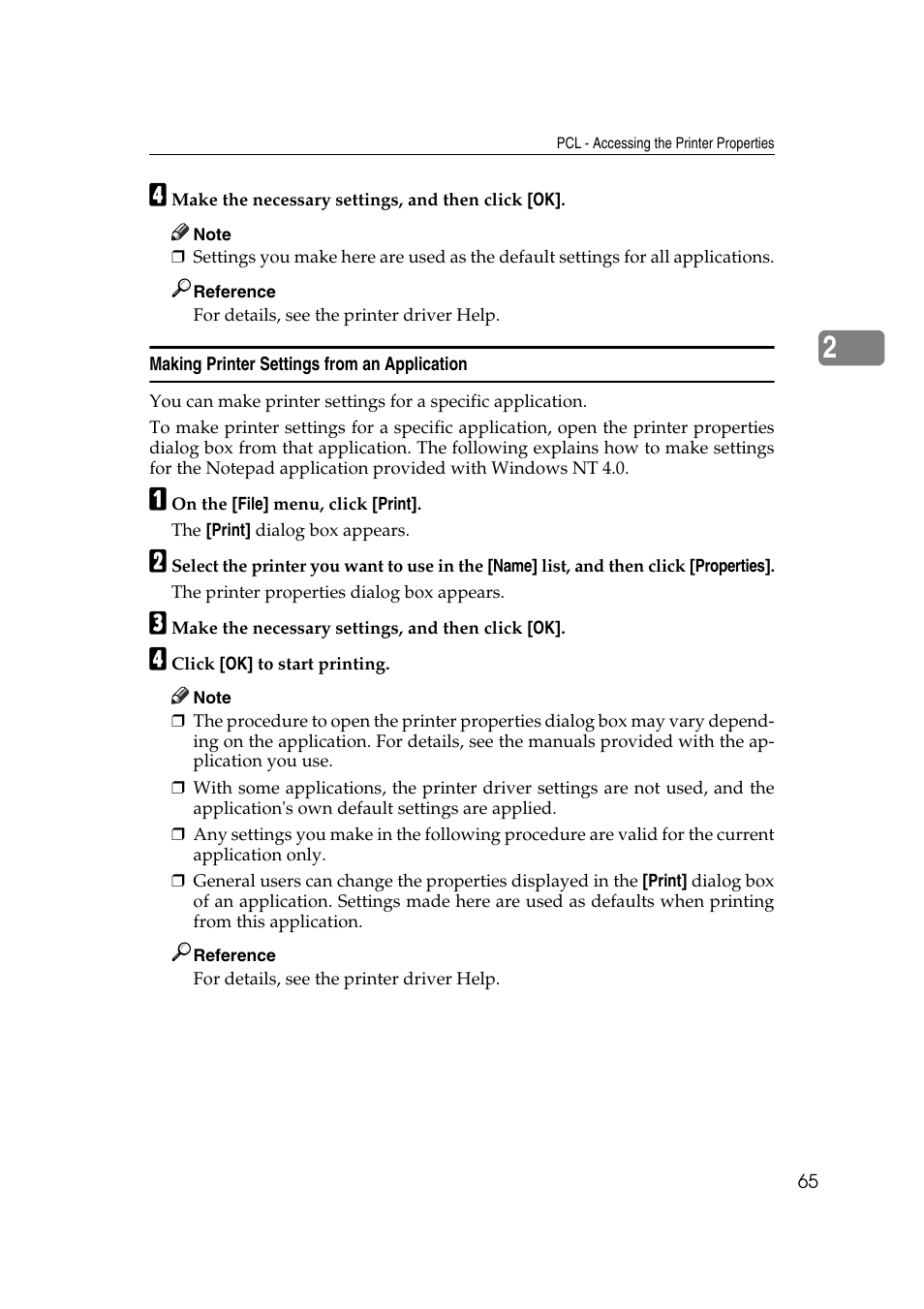 Making printer settings from an application | Ricoh Aficio MP MP C3500/C4500 User Manual | Page 73 / 166