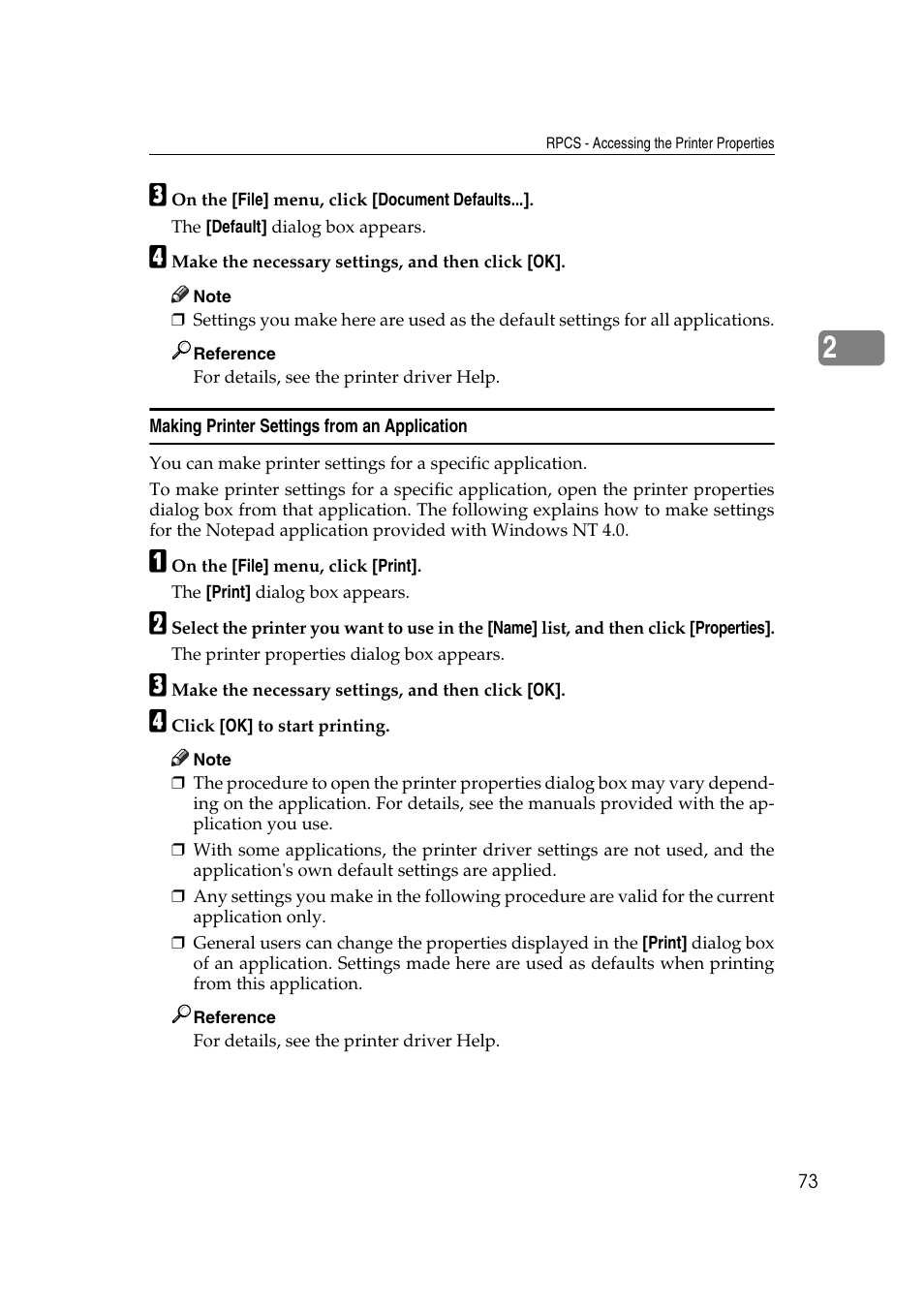 Making printer settings from an application | Ricoh Aficio MP MP C3500/C4500 User Manual | Page 81 / 166