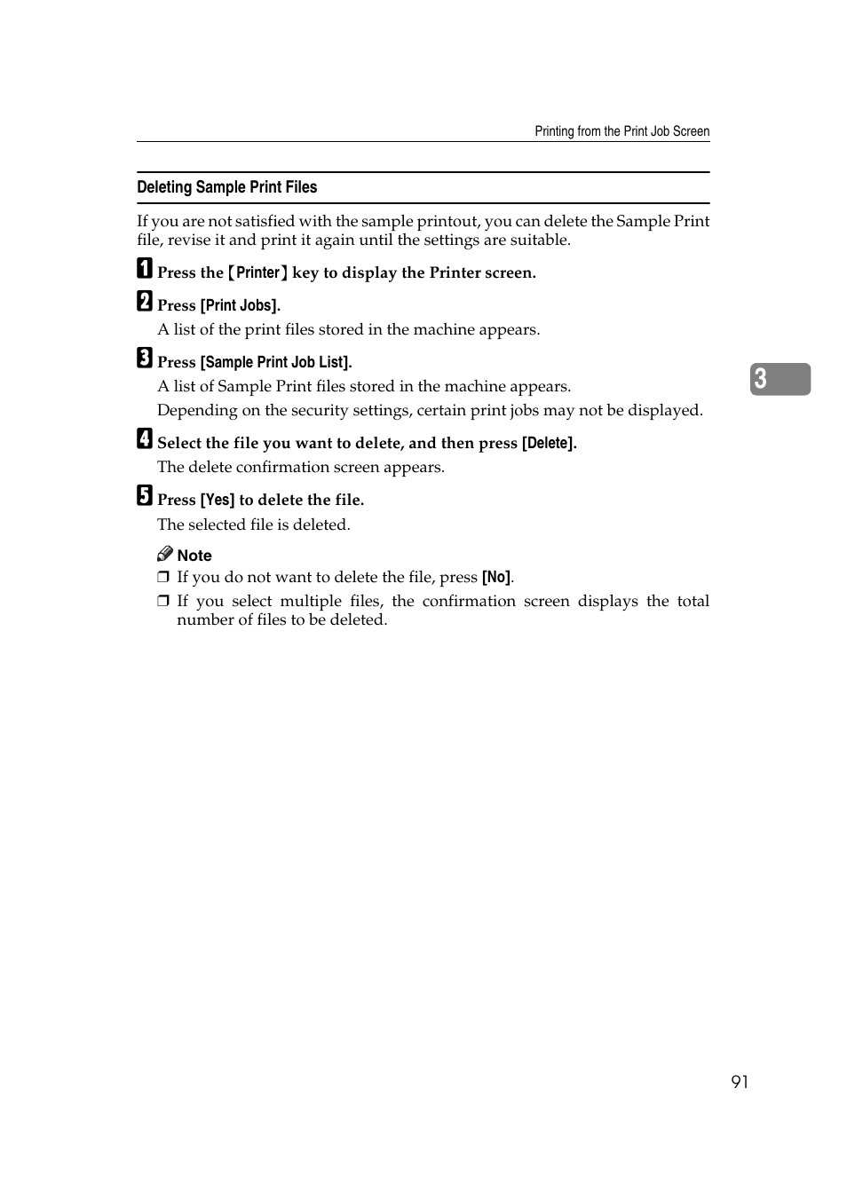 Deleting sample print files | Ricoh Aficio MP MP C3500/C4500 User Manual | Page 99 / 166