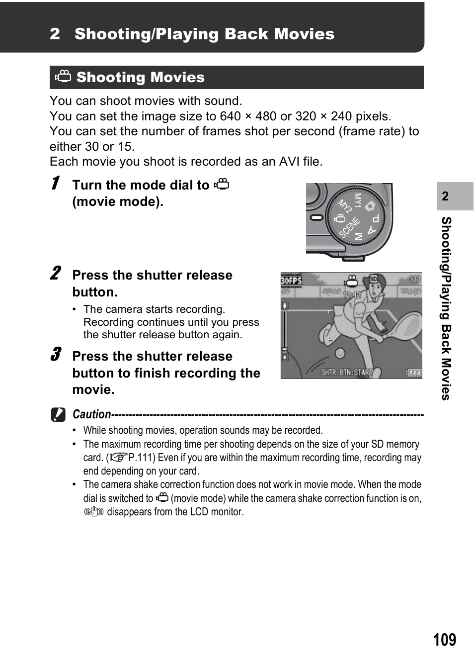 2 shooting/playing back movies | Ricoh GX100VF User Manual | Page 111 / 218