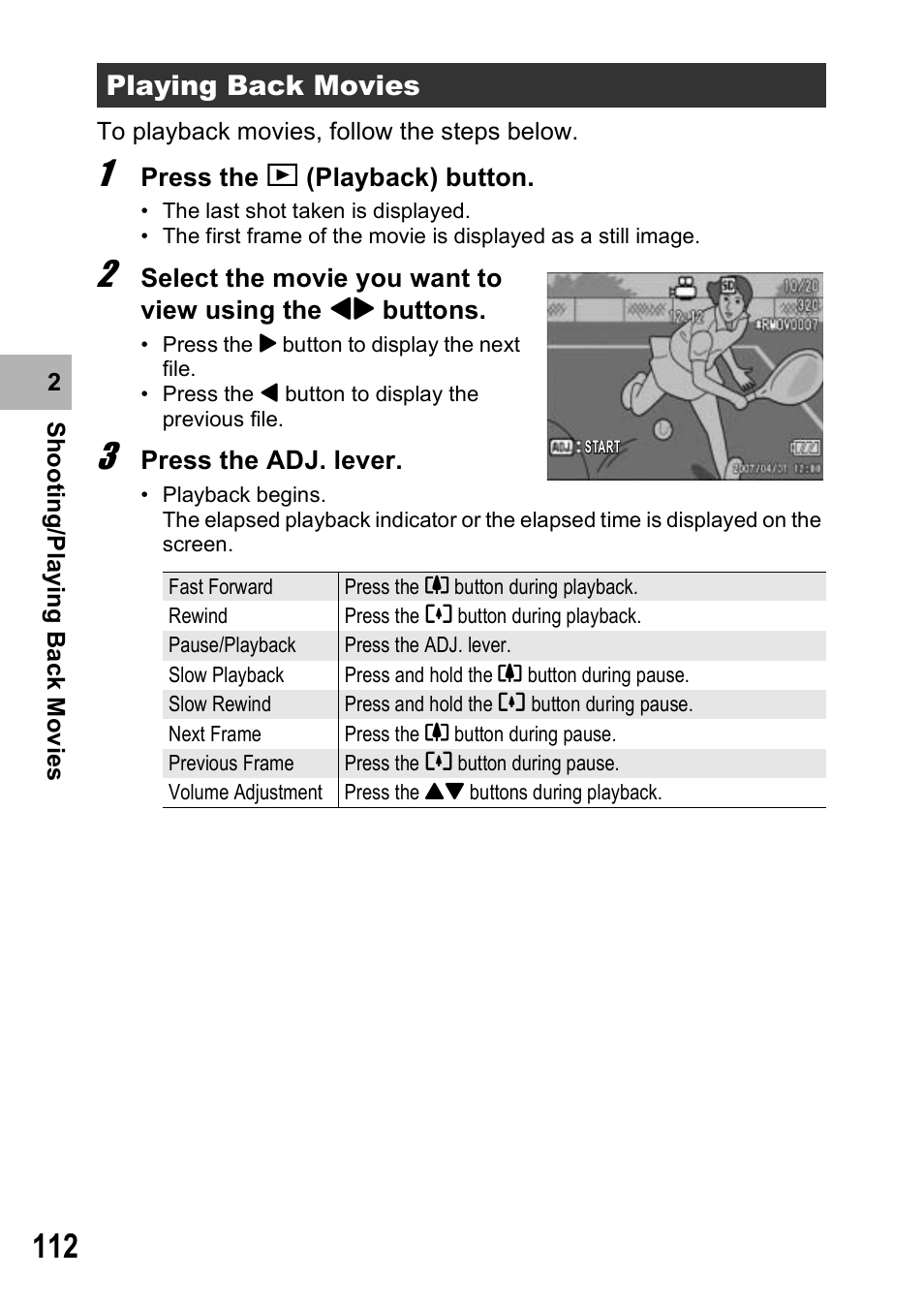Playing back movies | Ricoh GX100VF User Manual | Page 114 / 218