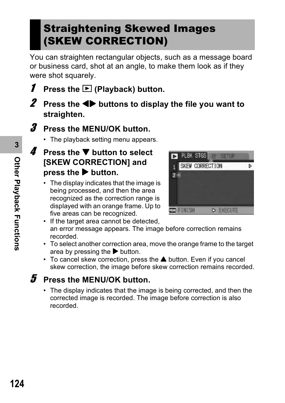 Straightening skewed images (skew correction) | Ricoh GX100VF User Manual | Page 126 / 218