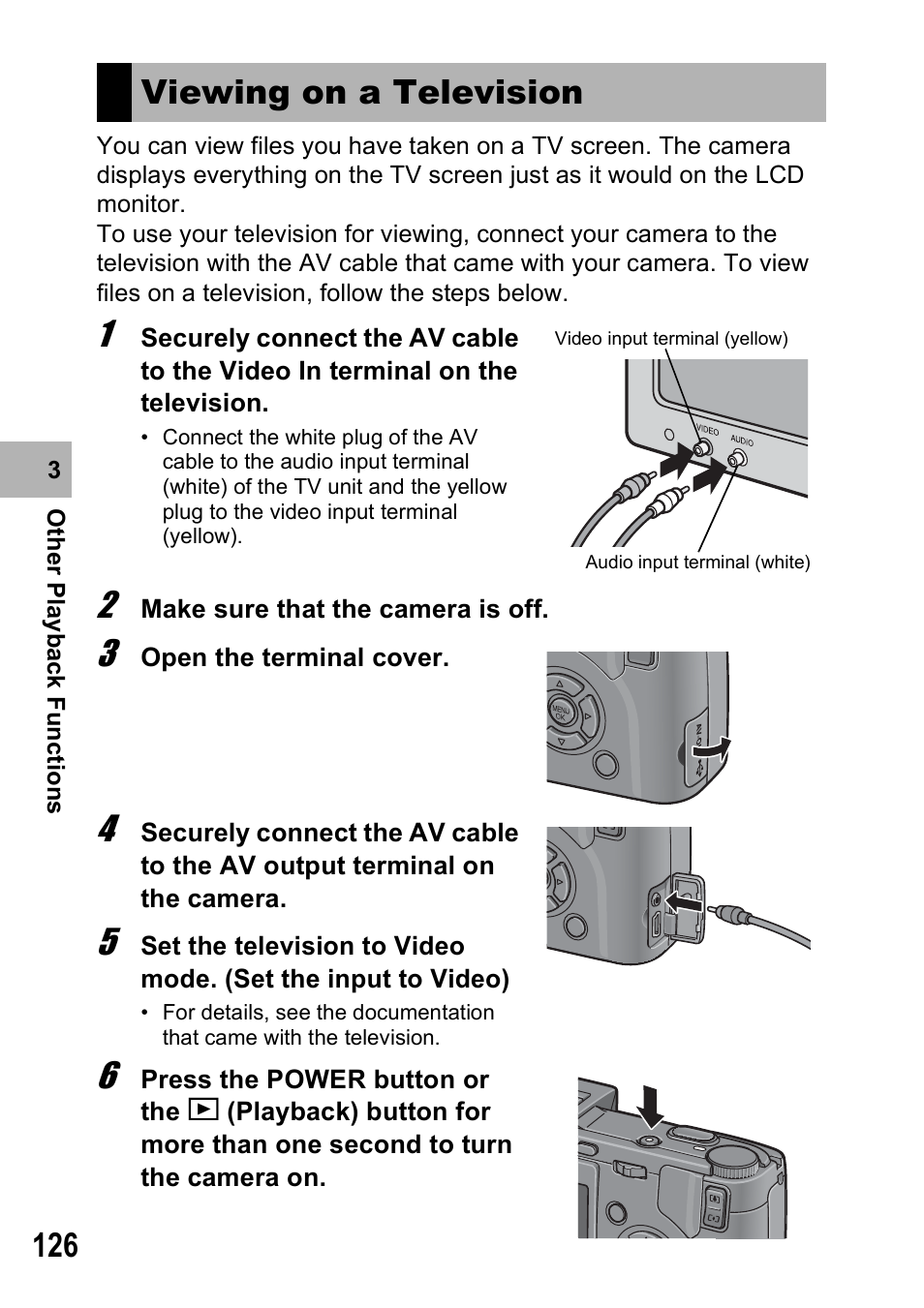 Viewing on a television | Ricoh GX100VF User Manual | Page 128 / 218