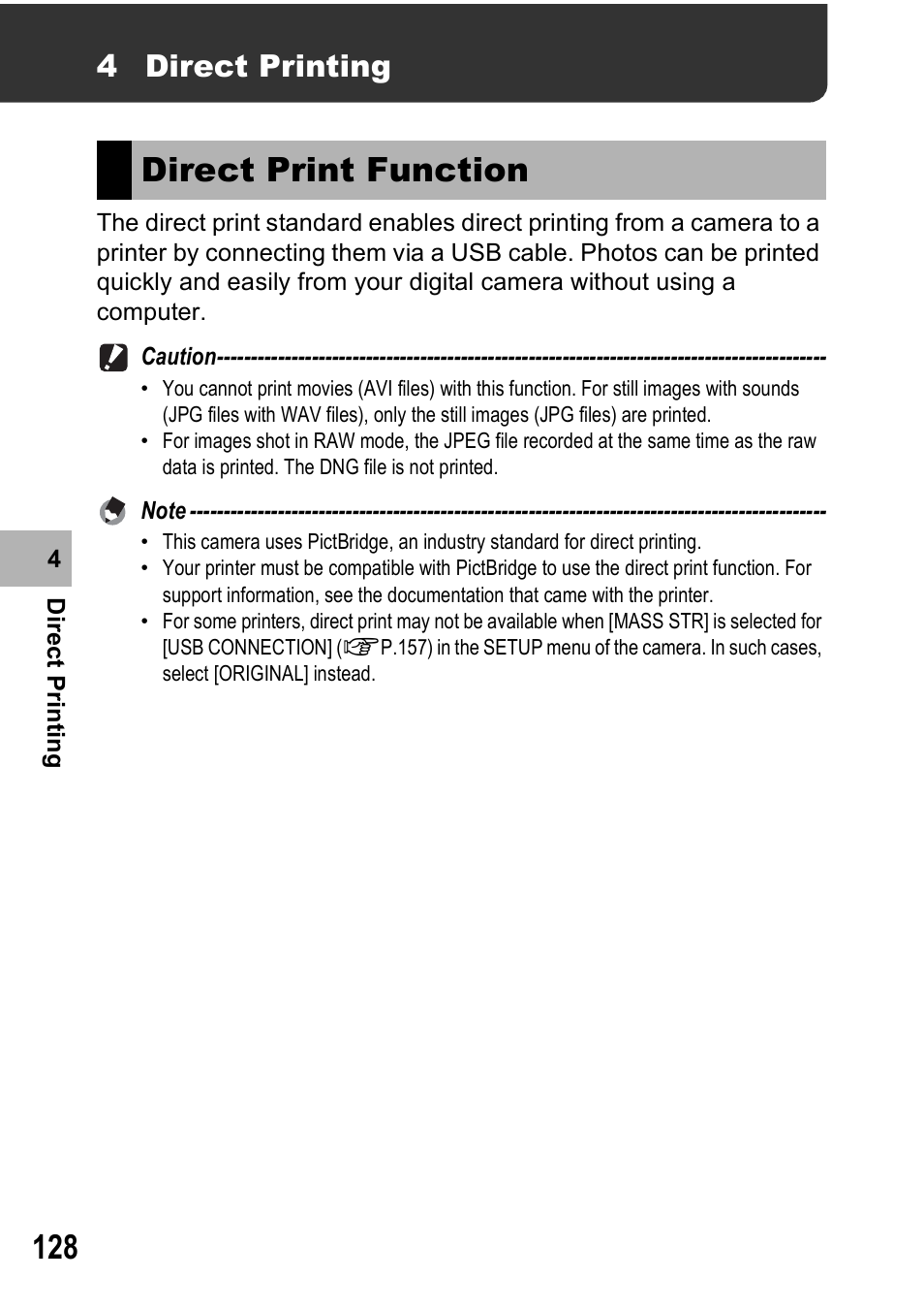 Direct print function, 4 direct printing | Ricoh GX100VF User Manual | Page 130 / 218