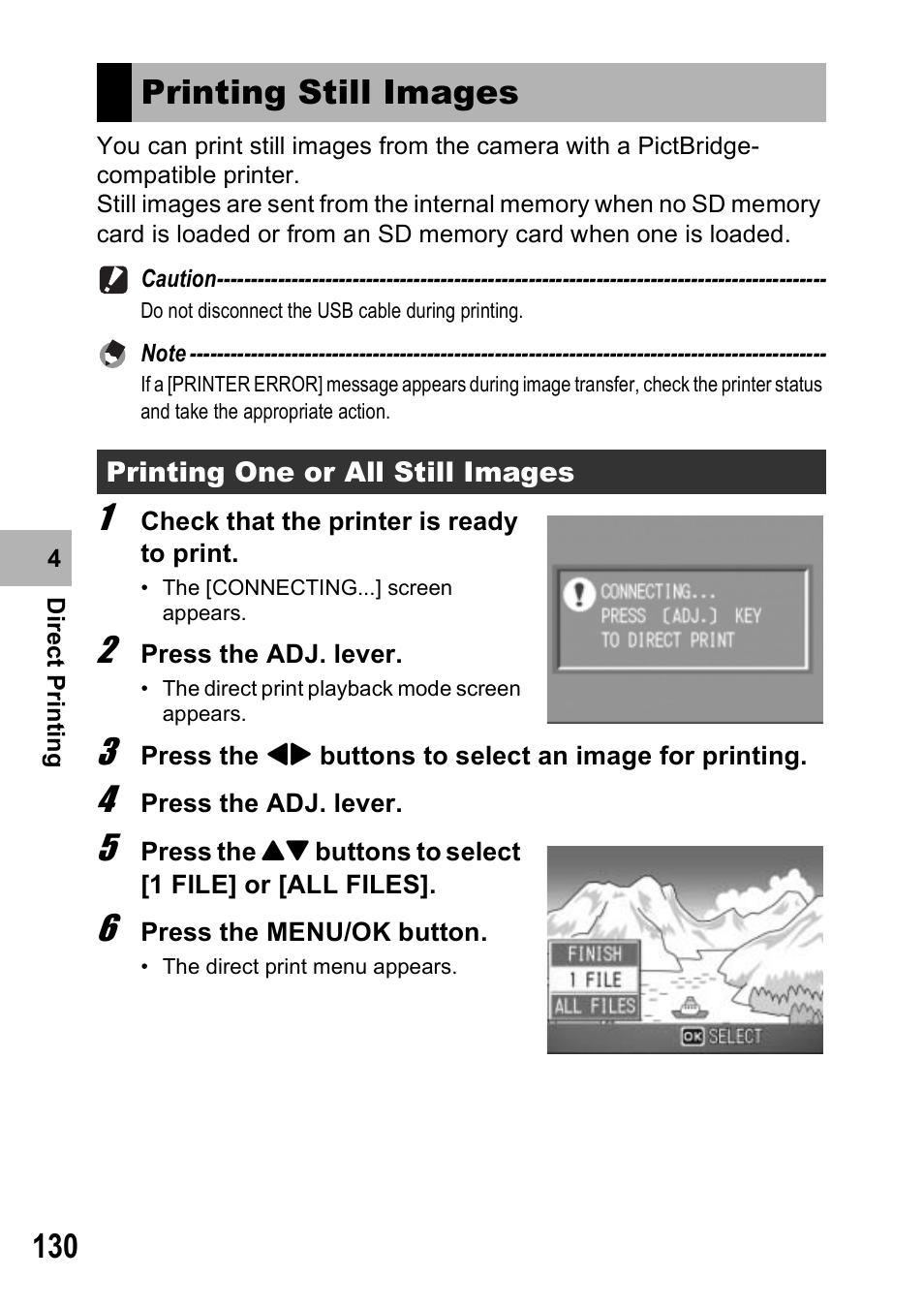 Printing still images | Ricoh GX100VF User Manual | Page 132 / 218