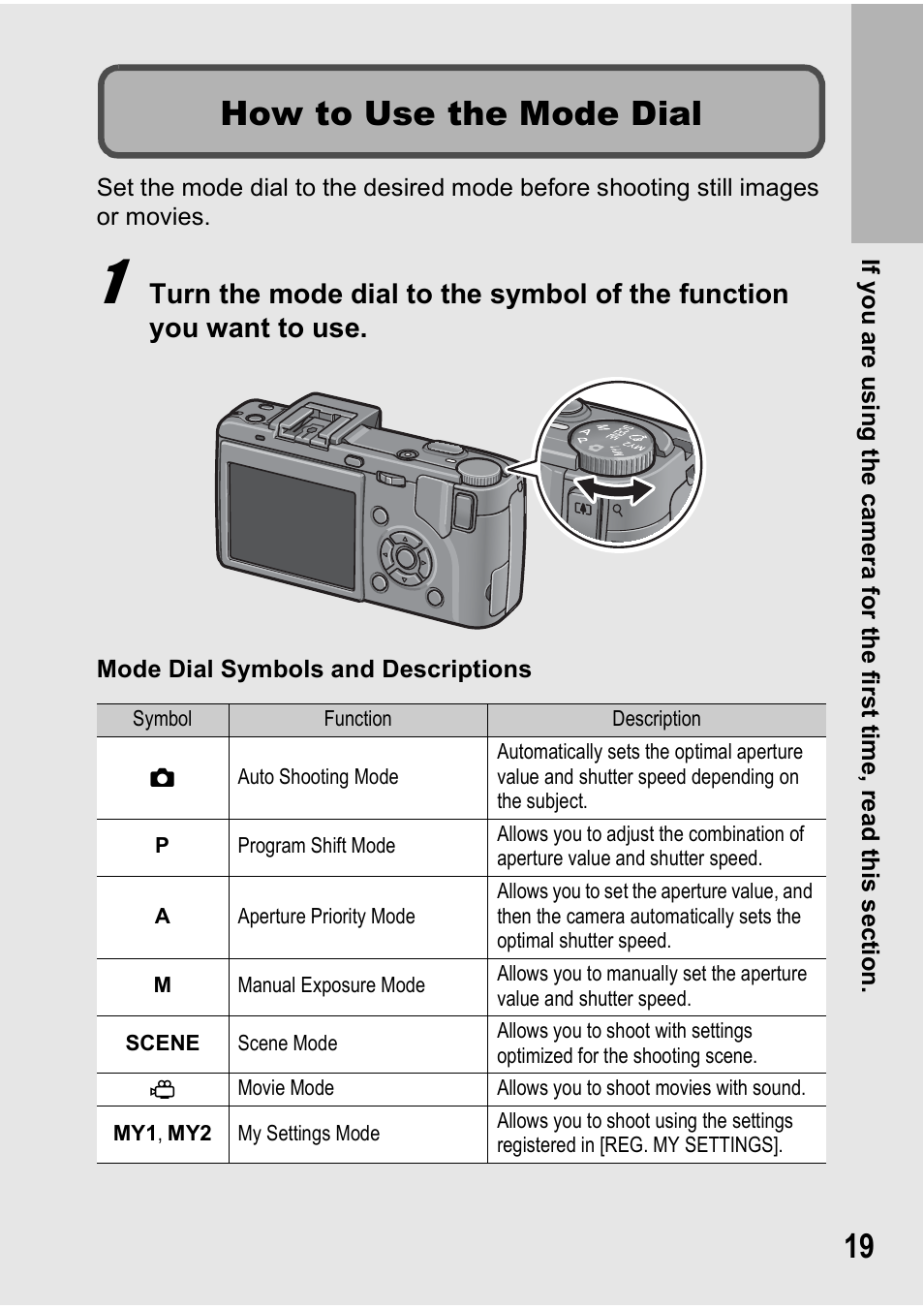 How to use the mode dial | Ricoh GX100VF User Manual | Page 21 / 218