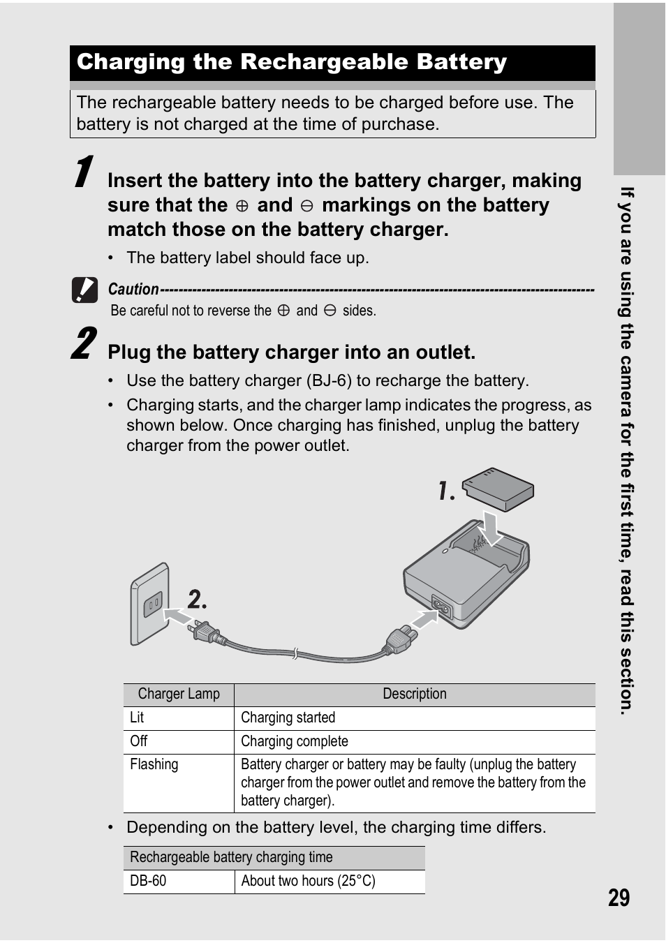 Charging the rechargeable battery | Ricoh GX100VF User Manual | Page 31 / 218