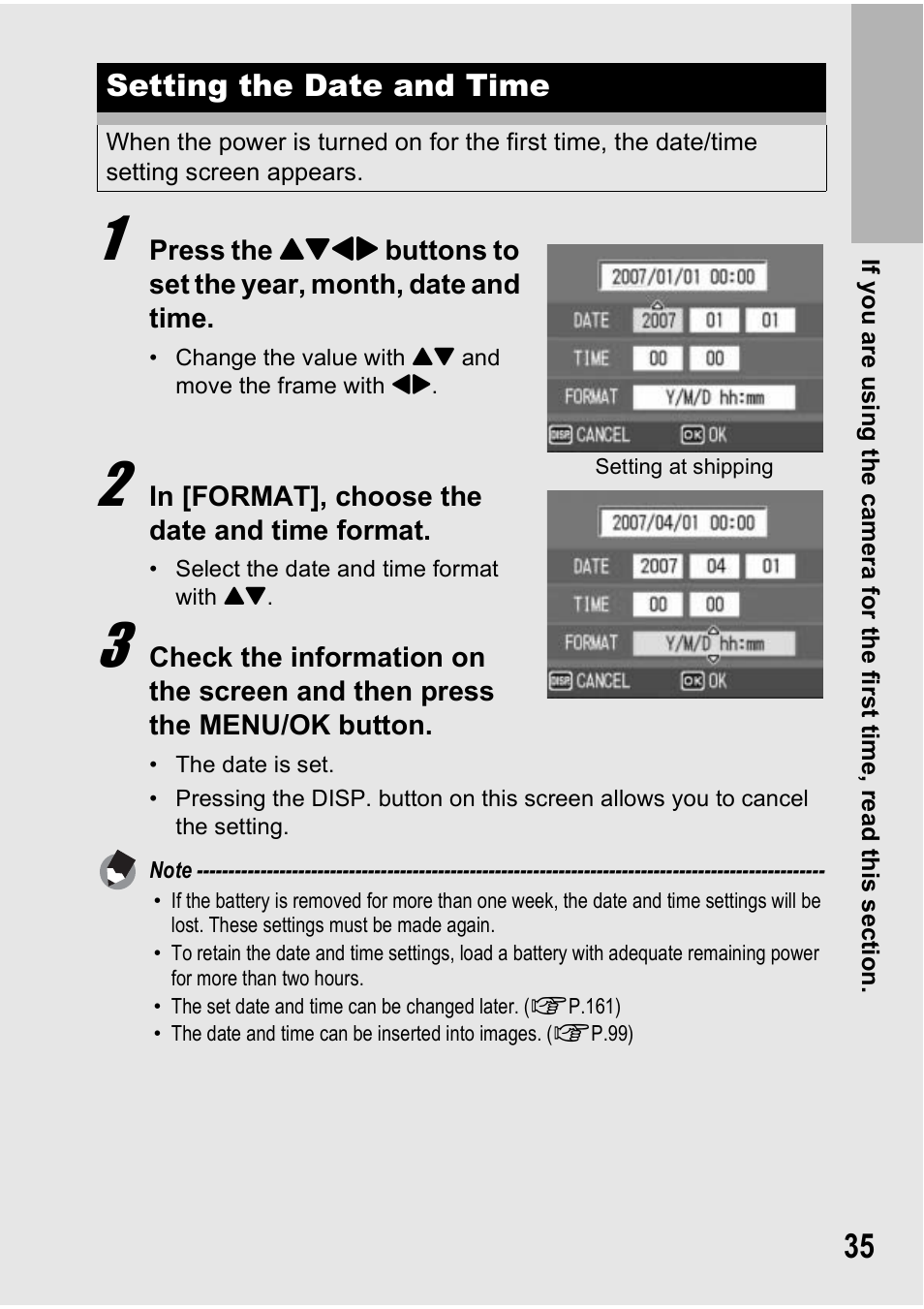 Setting the date and time | Ricoh GX100VF User Manual | Page 37 / 218