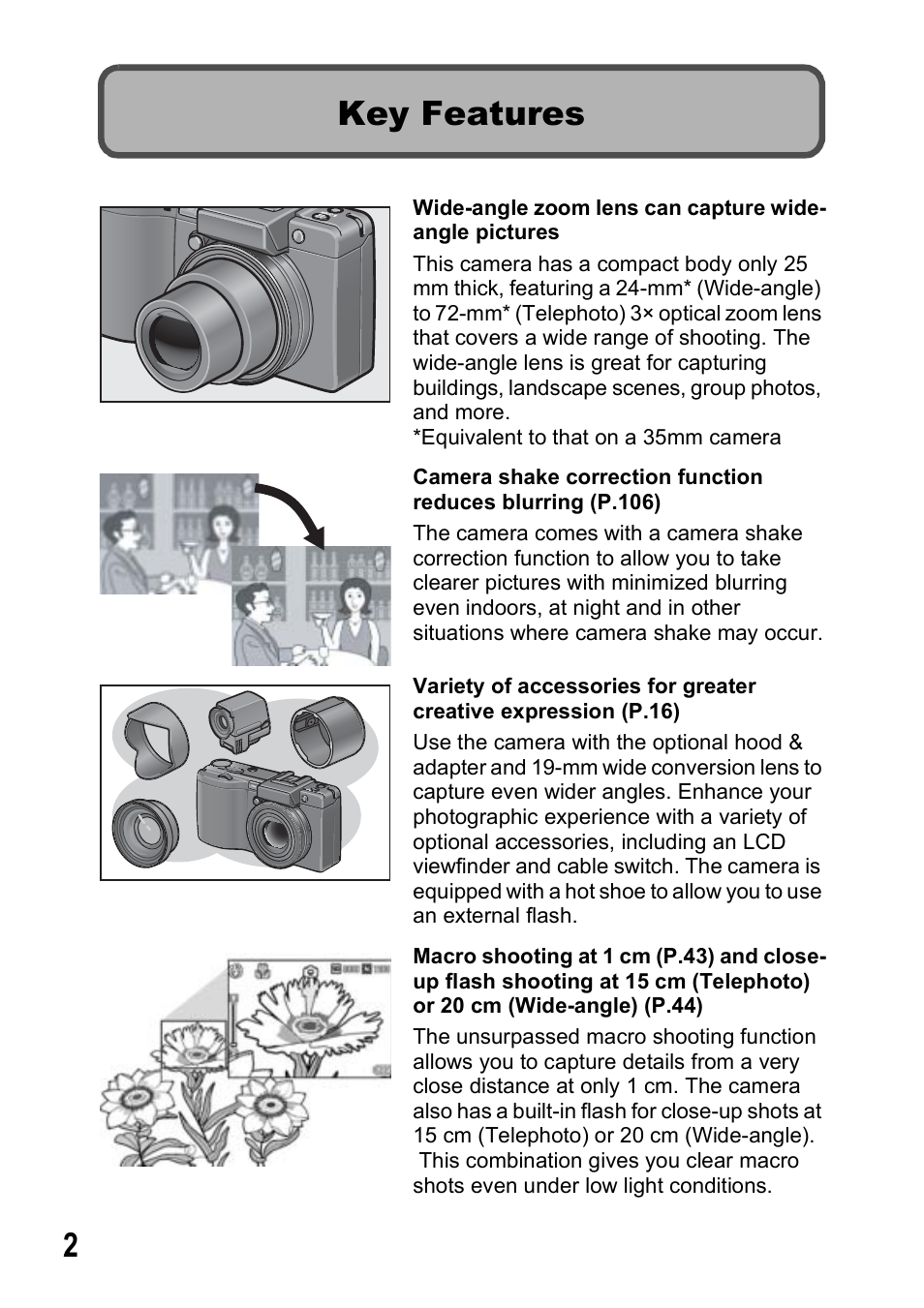 Key features | Ricoh GX100VF User Manual | Page 4 / 218