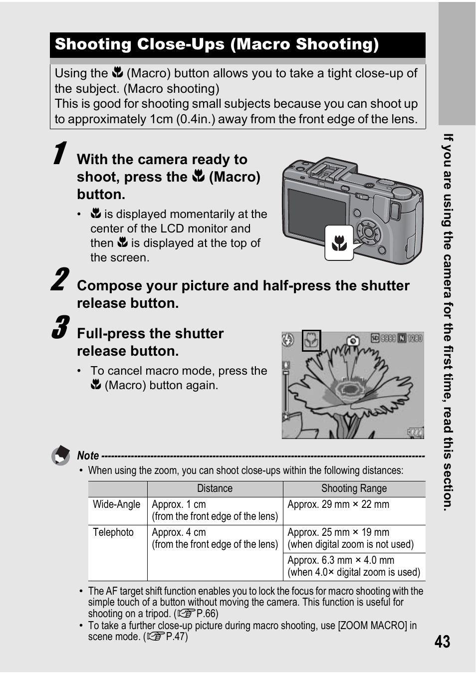 Shooting close-ups (macro shooting) | Ricoh GX100VF User Manual | Page 45 / 218