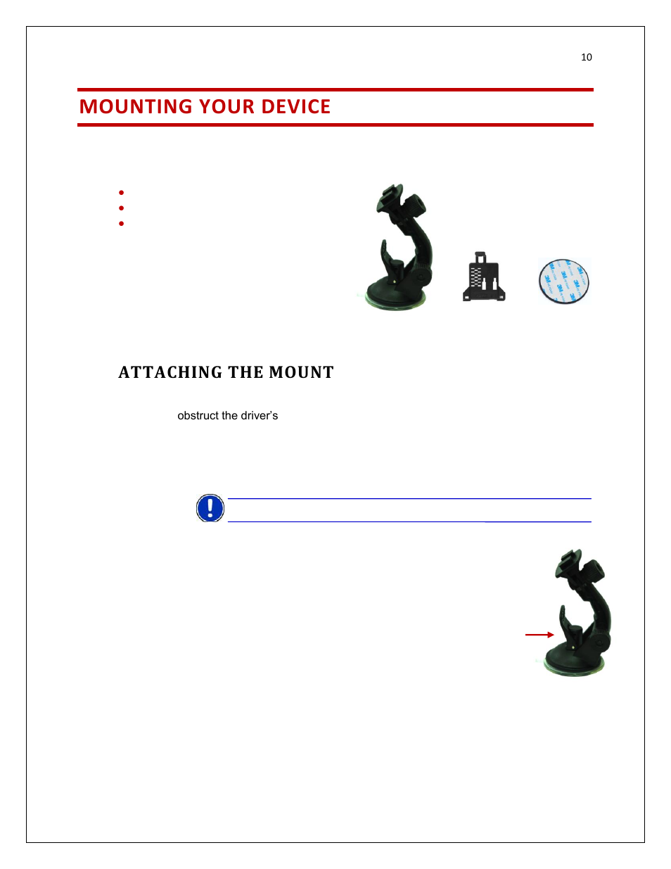Mounting your device, Attaching the mount | RightWay SPOTTER RW-500 User Manual | Page 10 / 63