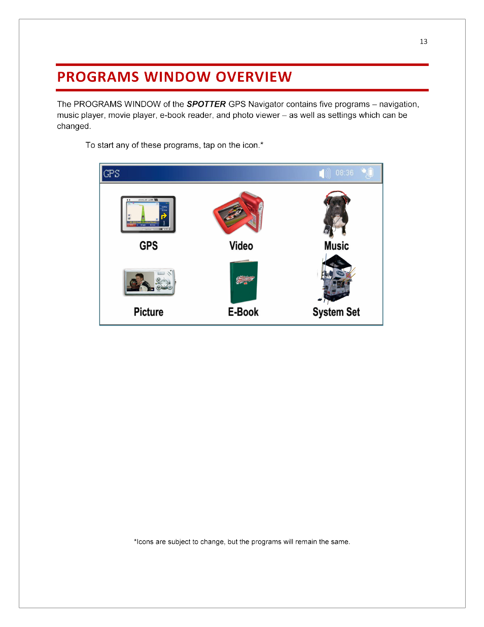 Programs window overview | RightWay SPOTTER RW-500 User Manual | Page 13 / 63