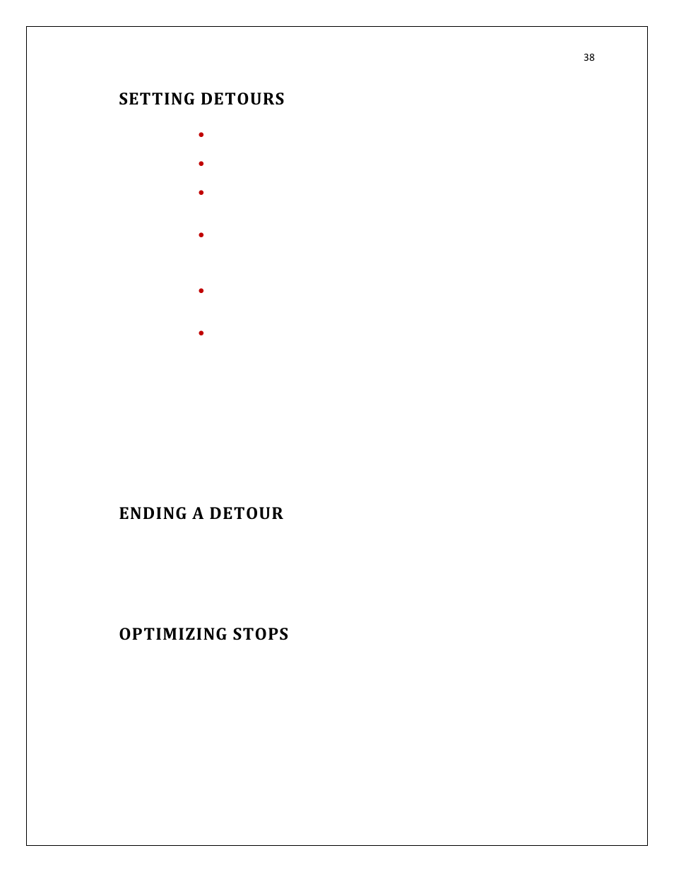 Setting detours, Ending a detour, Optimizing stops | RightWay SPOTTER RW-500 User Manual | Page 38 / 63