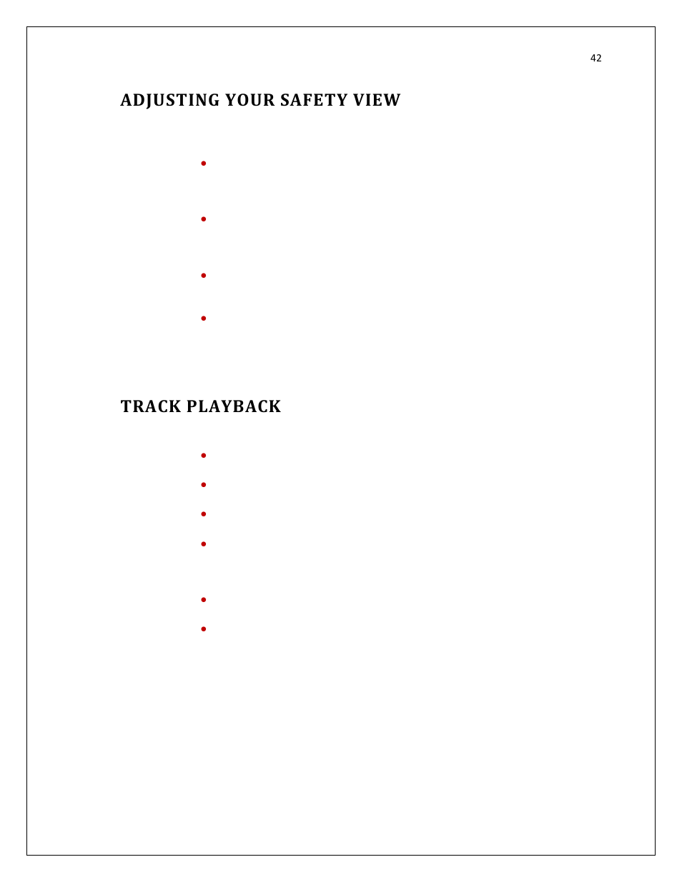 Adjusting your safety view, Track playback | RightWay SPOTTER RW-500 User Manual | Page 42 / 63