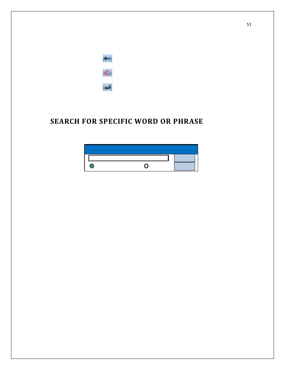 Search for specific word or phrase | RightWay SPOTTER RW-500 User Manual | Page 51 / 63