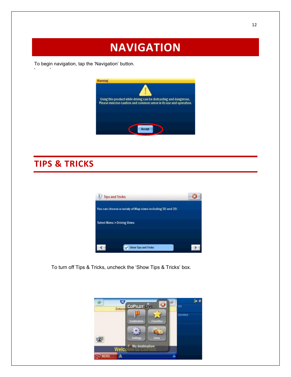 Navigation, Tips & tricks | RightWay GPS Navigator RW 200 User Manual | Page 12 / 73