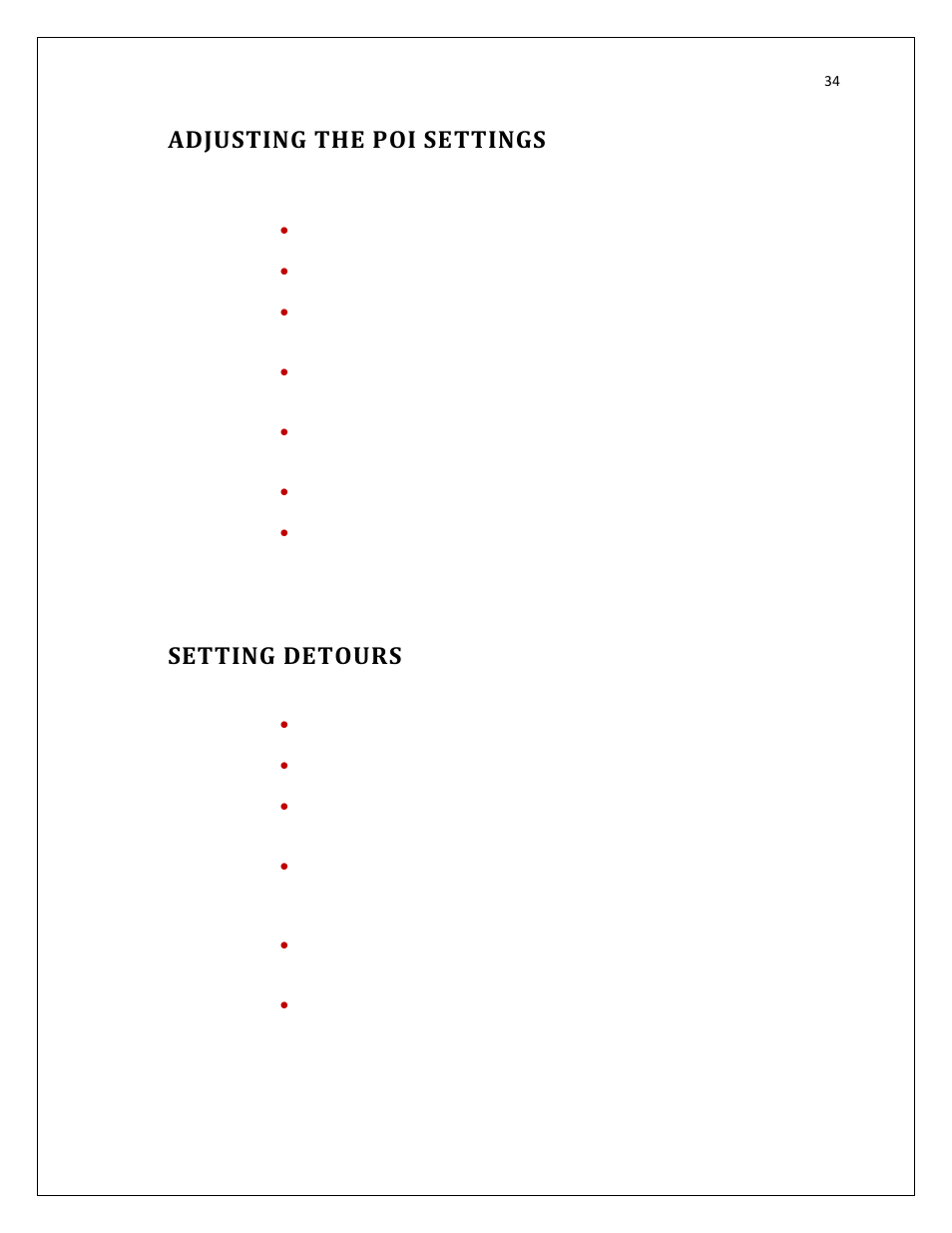 Adjusting the poi settings, Setting detours | RightWay GPS Navigator RW 200 User Manual | Page 34 / 73