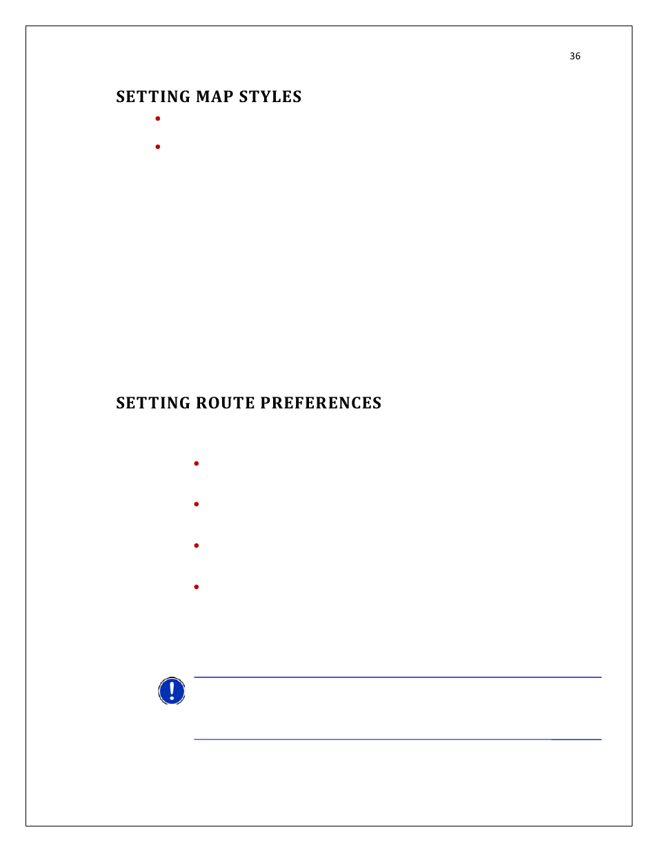 Setting map styles, Setting route preferences | RightWay GPS Navigator RW 200 User Manual | Page 36 / 73