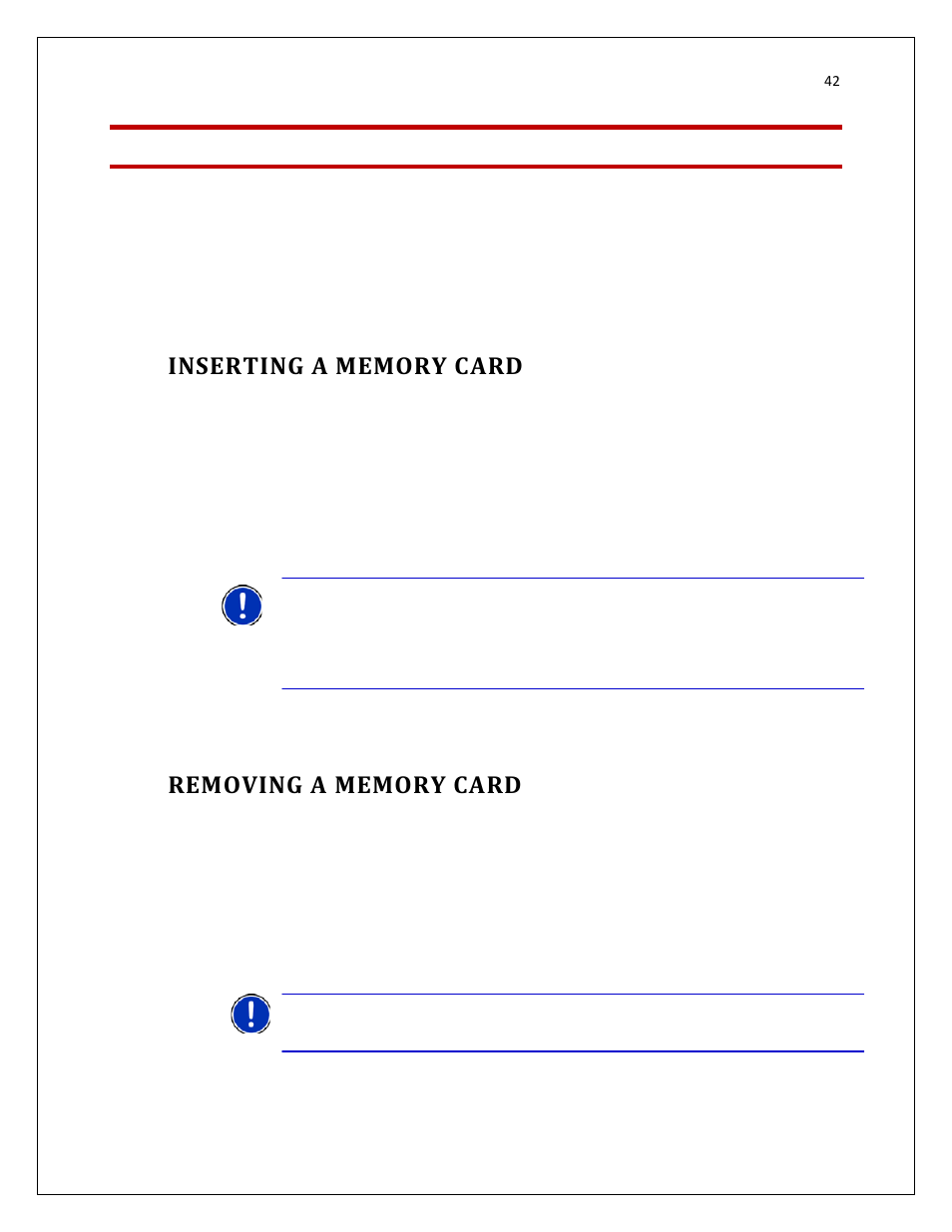 Memory card, Inserting a memory card, Removing a memory card | RightWay GPS Navigator RW 200 User Manual | Page 42 / 73