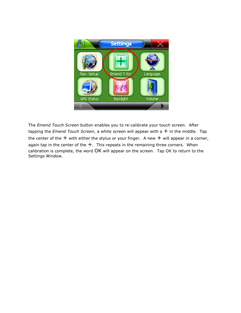 Touch screen calibration | RightWay GPS Navigator RW 355 User Manual | Page 106 / 120