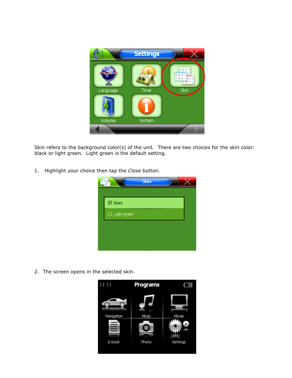 Skin | RightWay GPS Navigator RW 355 User Manual | Page 112 / 120