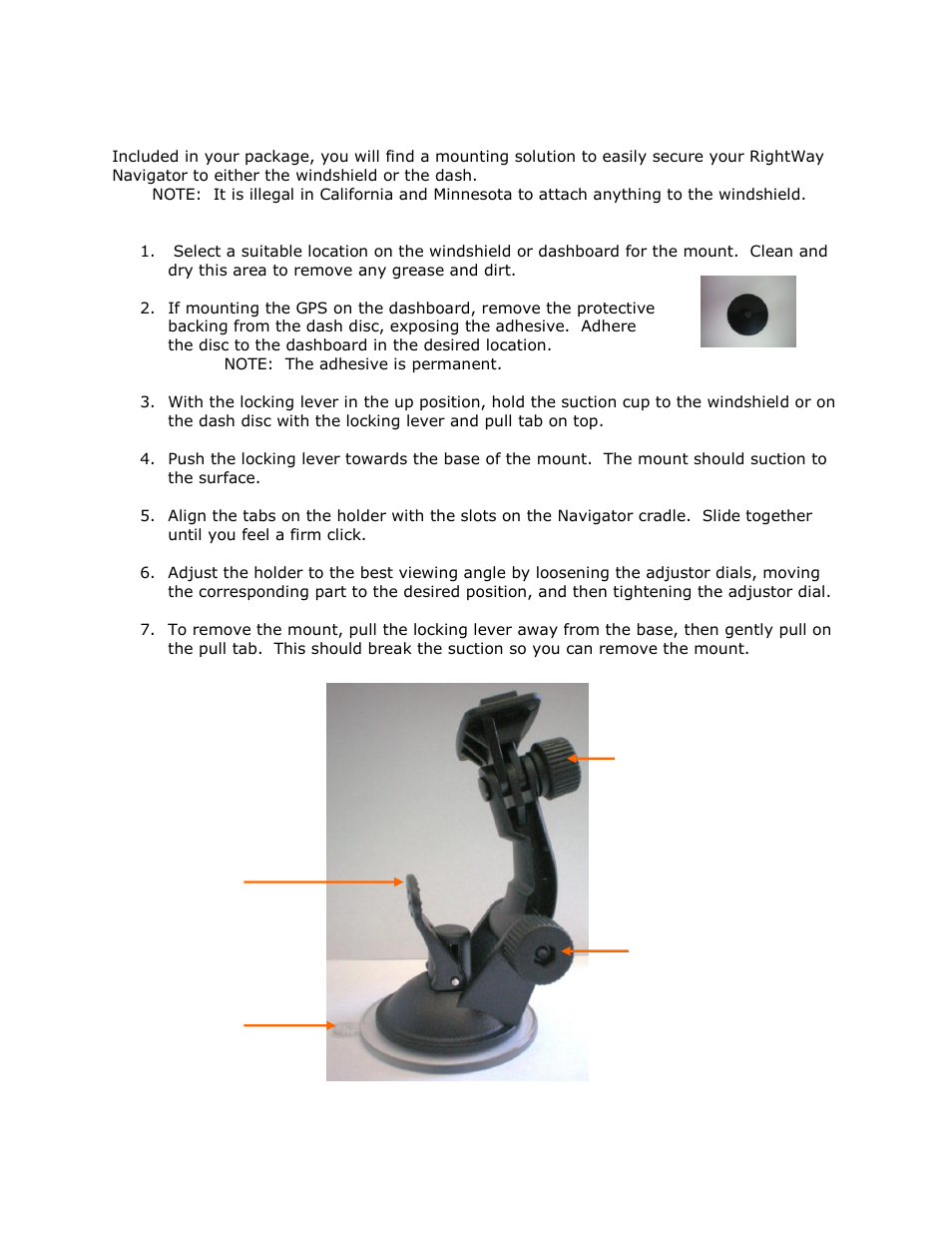 Mounting system | RightWay GPS Navigator RW 355 User Manual | Page 114 / 120