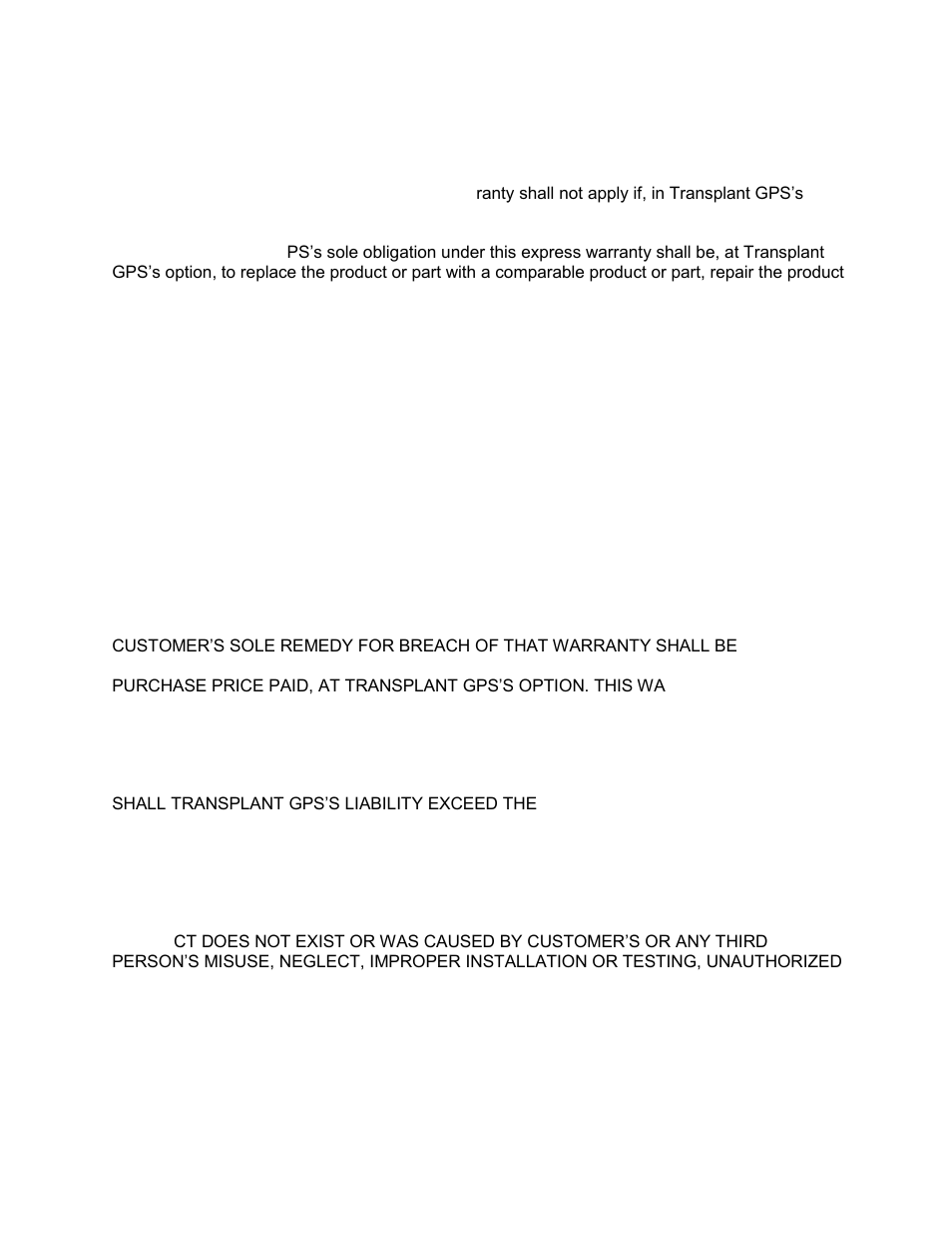 Transplant gps, inc limited warranty | RightWay GPS Navigator RW 355 User Manual | Page 119 / 120